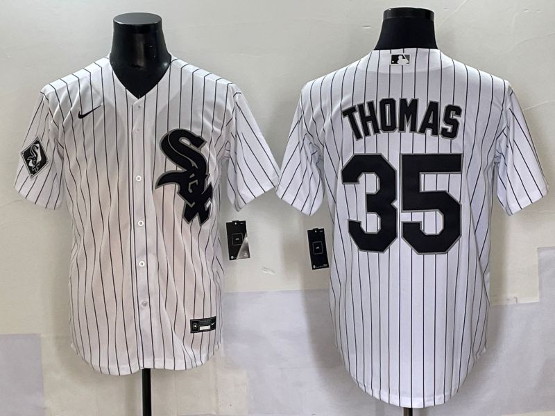 Men 2025 Chicago White Sox 35 Thomas White Stripe Game Nike MLB Jersey style 5